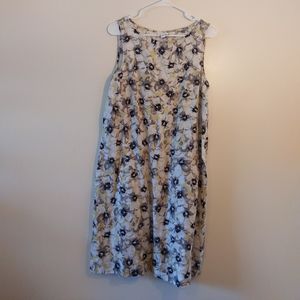 J. Jill Love Linen Floral Sleeveless Dress With Pockets